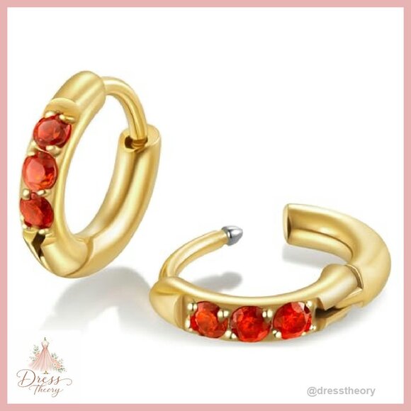 Surgical Steel Cubic Zirconia Huggie Hoop Earrings 6mm-12mm Hypoallergenic - Picture 2 of 7